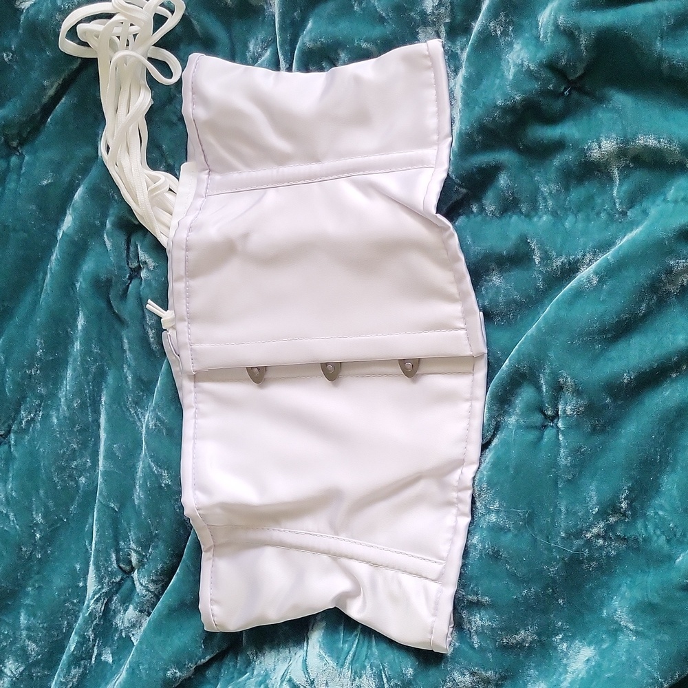 New, Never Worn White Satin Waist Cincher Corset | Size Large